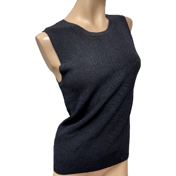 August Silk Knits Black Tank Sweater LARGE 100% Silk - Picture 6 of 8